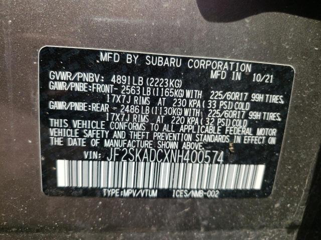 Photo 10 from auction – 2022 SUBARU FORESTER P with VIN JF2SKADCXNH400574