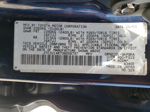 Photo 10 from auction – 2003 TOYOTA 4RUNNER SR with VIN JTEZU14R738008737