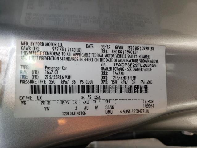 Photo 10 from auction – 2015 FORD FOCUS SE with VIN 1FADP3F29FL263155