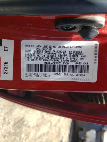 Photo 10 from auction – 2009 TOYOTA COROLLA with VIN 1NXBU40E09Z019309