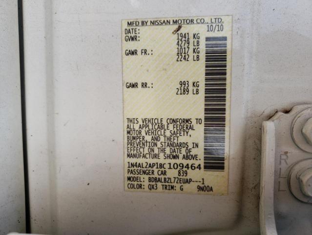 Photo 10 from auction – 2011 NISSAN ALTIMA S with VIN 1N4AL2AP1BC109464