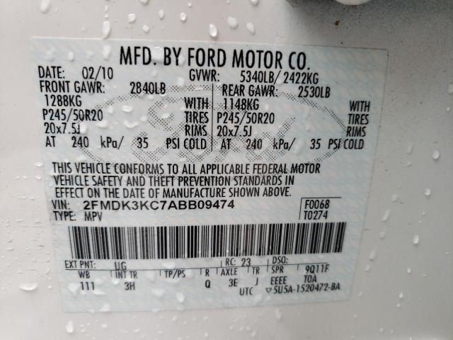 Photo 10 from auction – 2010 FORD EDGE LIMIT with VIN 2FMDK3KC7ABB09474