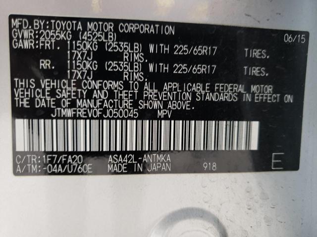 Photo 10 from auction – 2015 TOYOTA RAV4 XLE with VIN JTMWFREV0FJ050045