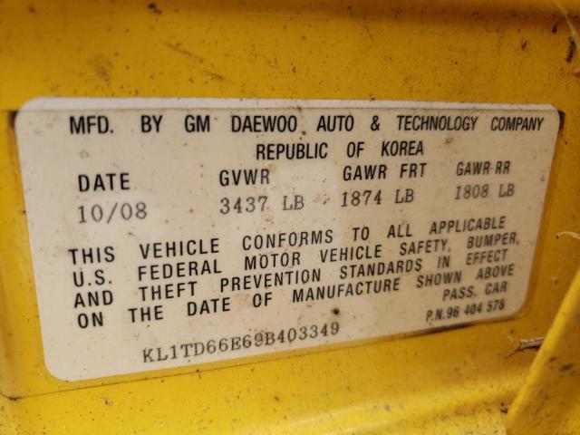Photo 10 from auction – 2009 CHEVROLET AVEO LS with VIN KL1TD66E69B403349