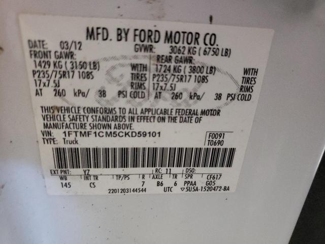 Photo 10 from auction – 2012 FORD F150 with VIN 1FTMF1CM5CKD59101