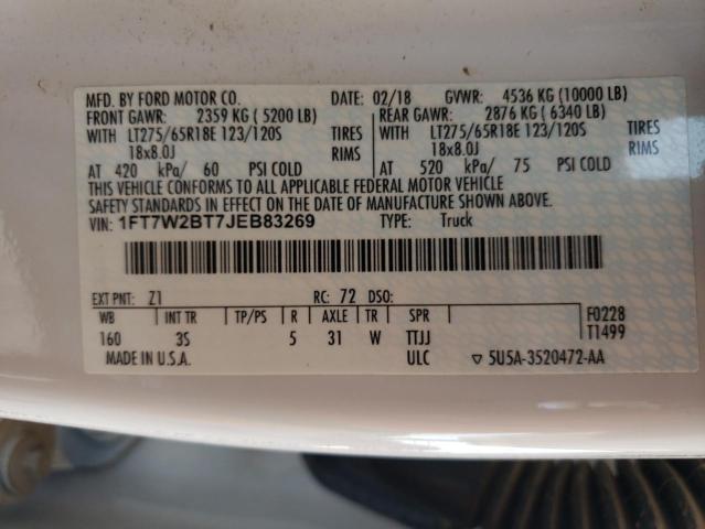 Photo 10 from auction – 2018 FORD F250 SUPER with VIN 1FT7W2BT7JEB83269