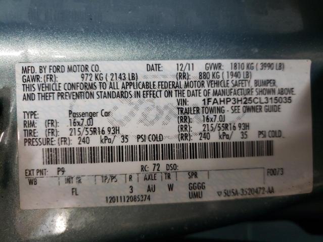 Photo 10 from auction – 2012 FORD FOCUS SEL with VIN 1FAHP3H25CL315035