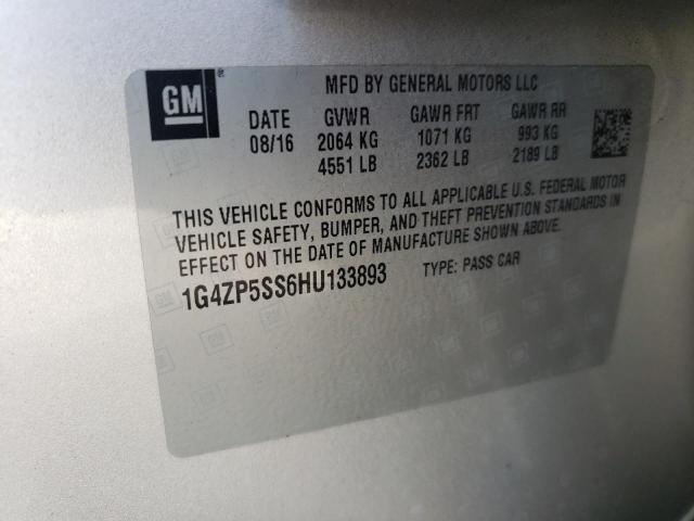 Photo 10 from auction – 2017 BUICK LACROSSE E with VIN 1G4ZP5SS6HU133893