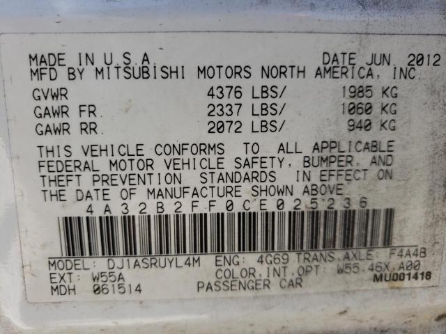 Photo 10 from auction – 2012 MITSUBISHI GALANT FE with VIN 4A32B2FF0CE025236
