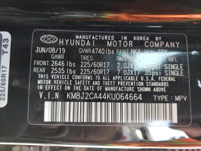 Photo 10 from auction – 2019 HYUNDAI TUCSON SE with VIN KM8J2CA44KU064664
