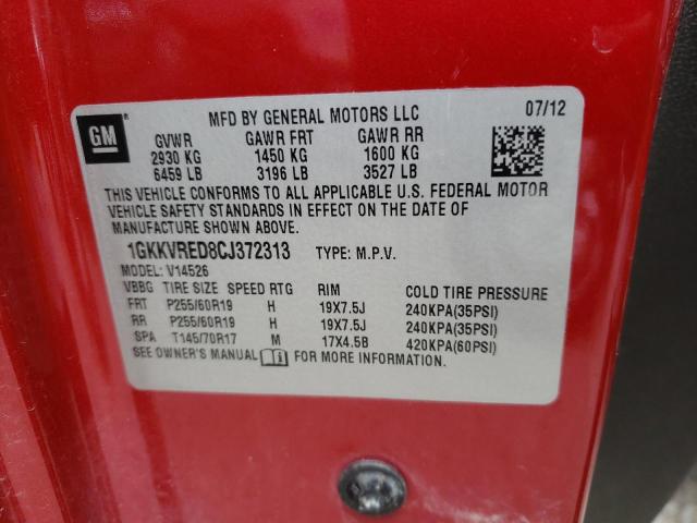 Photo 10 from auction – 2012 GMC ACADIA SLT with VIN 1GKKVRED8CJ372313