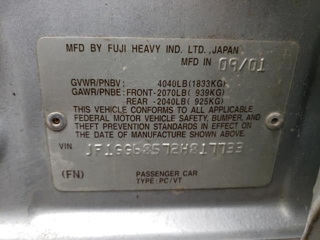 Photo 10 from auction – 2002 SUBARU IMPREZA OU with VIN JF1GG68572H817733