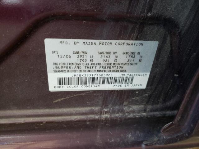 Photo 10 from auction – 2007 MAZDA 3 S with VIN JM1BK323171683925