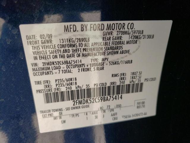Photo 10 from auction – 2009 FORD FLEX SEL with VIN 2FMDK52C59BA75414