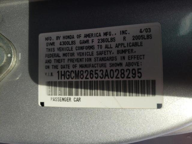 Photo 10 from auction – 2003 HONDA ACCORD EX with VIN 1HGCM82653A028295