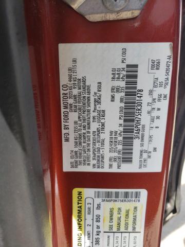 Photo 10 from auction – 2014 FORD FUSION SE with VIN 3FA6P0H75ER301478
