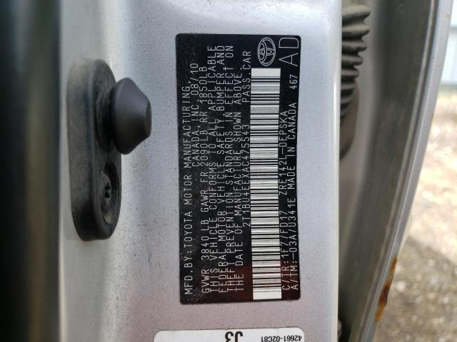 Photo 10 from auction – 2010 TOYOTA COROLLA BA with VIN 2T1BU4EEXAC475543