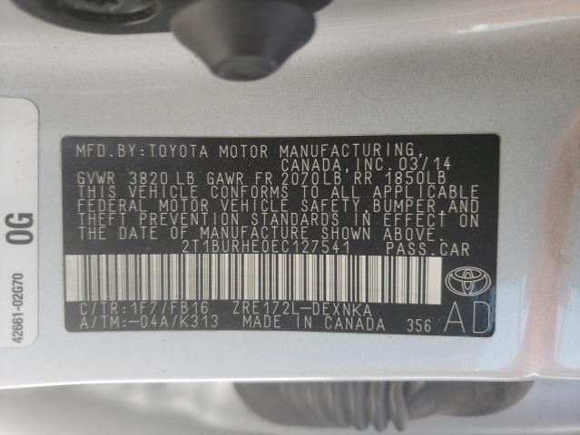 Photo 10 from auction – 2014 TOYOTA COROLLA L with VIN 2T1BURHE0EC127541
