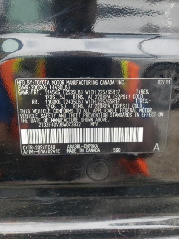 Photo 10 from auction – 2011 TOYOTA RAV4 with VIN 2T3ZF4DV3BW073932