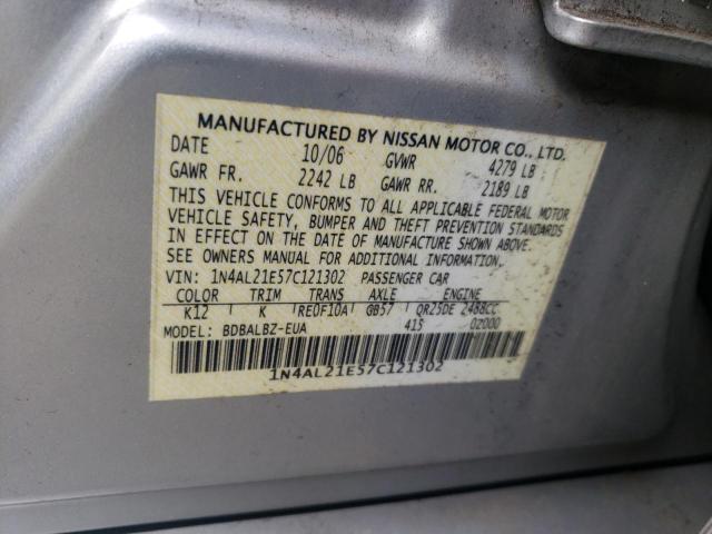 Photo 10 from auction – 2007 NISSAN ALTIMA 2.5 with VIN 1N4AL21E57C121302