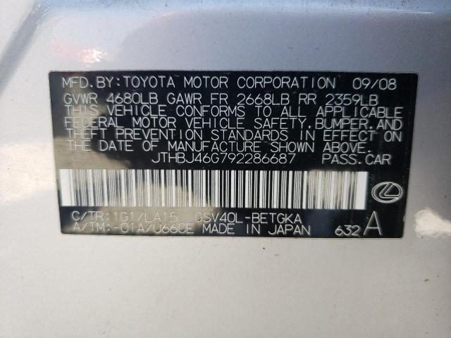 Photo 10 from auction – 2009 LEXUS ES 350 with VIN JTHBJ46G792286687