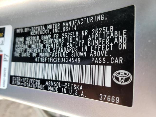 Photo 10 from auction – 2014 TOYOTA CAMRY L with VIN 4T1BF1FK2EU434549