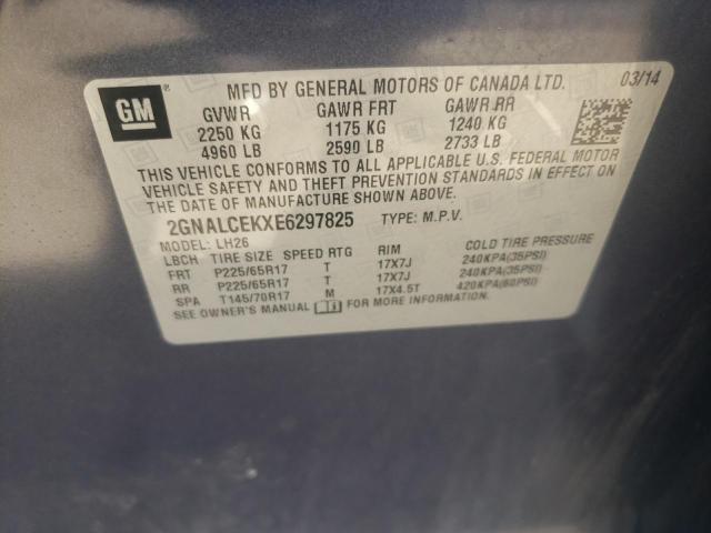 Photo 10 from auction – 2014 CHEVROLET EQUINOX LT with VIN 2GNALCEKXE6297825