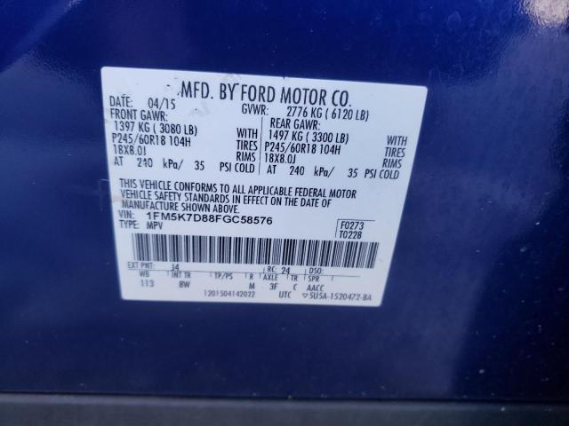 Photo 10 from auction – 2015 FORD EXPLORER X with VIN 1FM5K7D88FGC58576