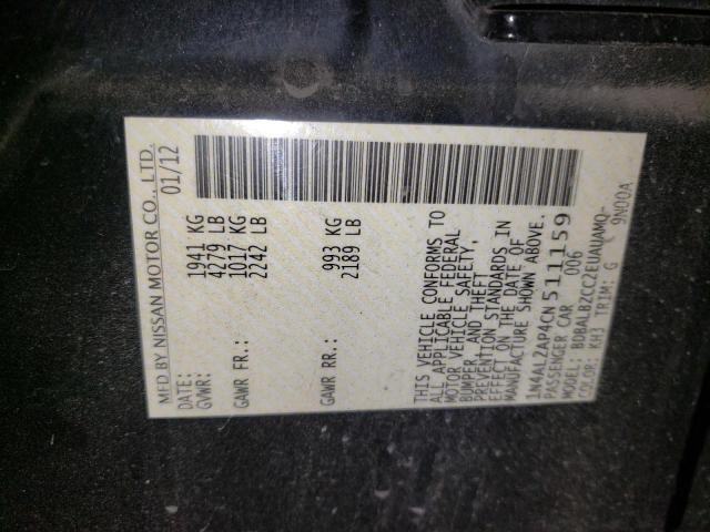 Photo 10 from auction – 2012 NISSAN ALTIMA BAS with VIN 1N4AL2AP4CN511159