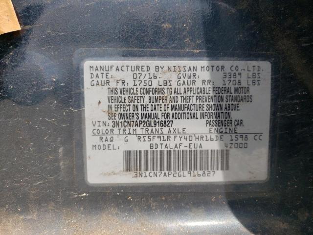 Photo 10 from auction – 2016 NISSAN VERSA S with VIN 3N1CN7AP2GL916827