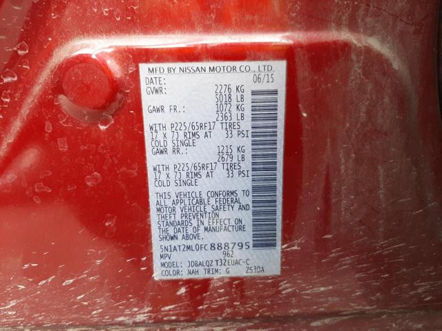 Photo 10 from auction – 2015 NISSAN ROGUE S with VIN 5N1AT2ML0FC888795