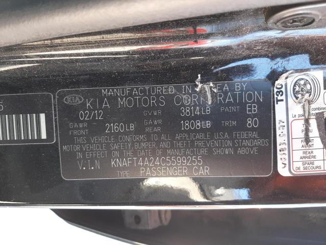 Photo 10 from auction – 2012 KIA FORTE LX with VIN KNAFT4A24C5599255