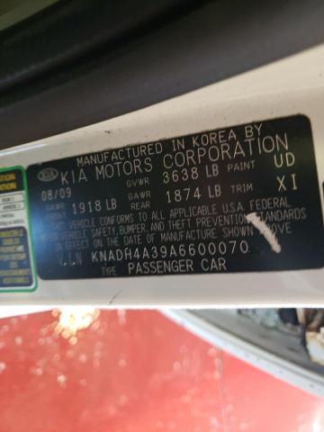 Photo 10 from auction – 2010 KIA RIO LX with VIN KNADH4A39A6600070