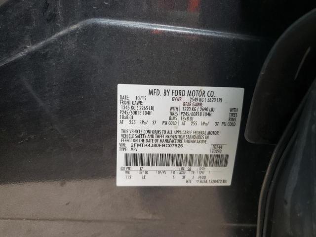 Photo 10 from auction – 2015 FORD EDGE SEL with VIN 2FMTK4J80FBC07526