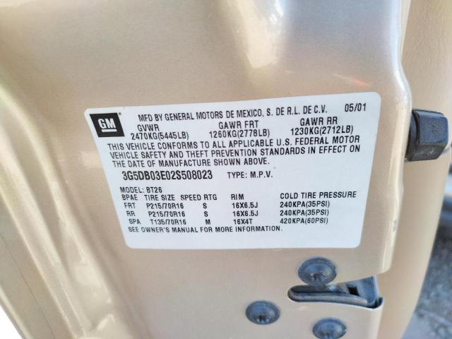 Photo 10 from auction – 2002 BUICK RENDEZVOUS with VIN 3G5DB03E02S508023