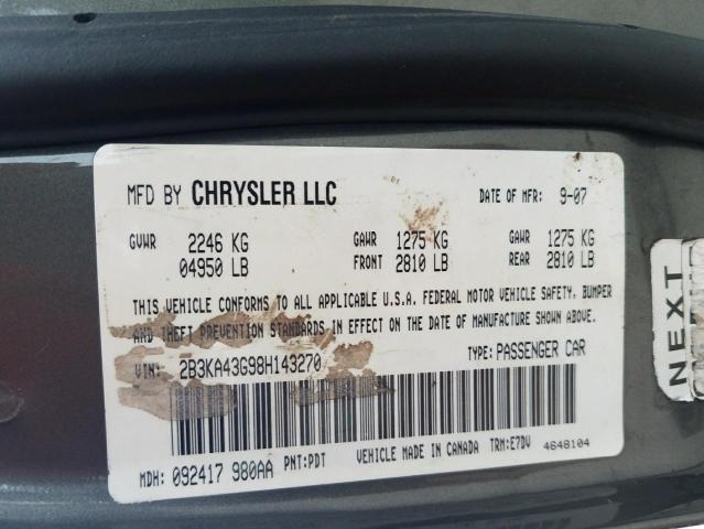 Photo 10 from auction – 2008 DODGE CHARGER with VIN 2B3KA43G98H143270