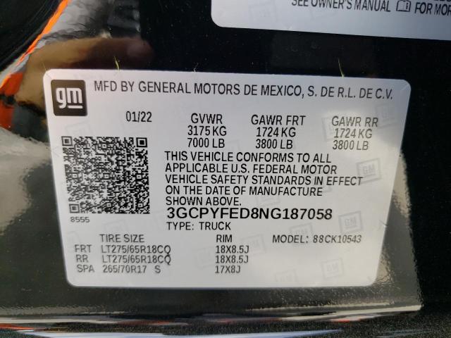صورة رقم 10 من المزاد - 2022 CHEVROLET SILVERADO مع VIN 3GCPYFED8NG187058
