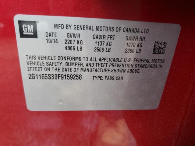 Photo 10 from auction – 2015 CHEVROLET IMPALA LTZ with VIN 2G1165S30F9159258