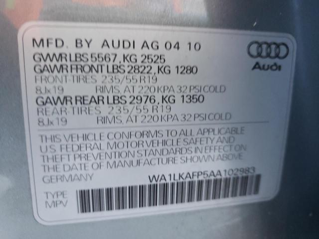 Photo 10 from auction – 2010 AUDI Q5 PREMIUM with VIN WA1LKAFP5AA102983