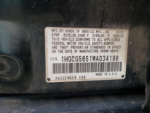 Photo 10 from auction – 1998 HONDA ACCORD EX with VIN 1HGCG5651WA034199