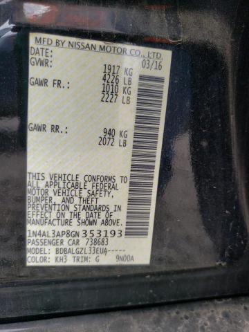 Photo 10 from auction – 2016 NISSAN ALTIMA 2.5 with VIN 1N4AL3AP8GN353193
