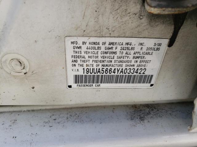 Photo 10 from auction – 2000 ACURA 3.2TL with VIN 19UUA5664YA033422