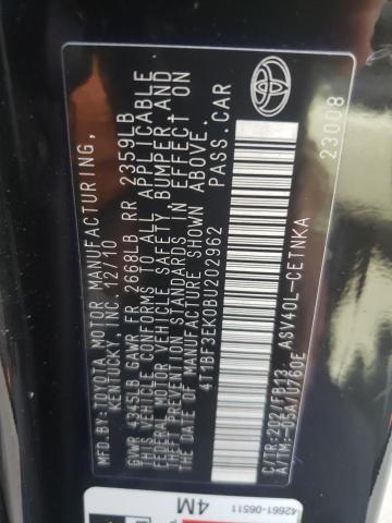 Photo 10 from auction – 2011 TOYOTA CAMRY BASE with VIN 4T1BF3EK0BU202962