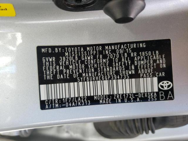 Photo 10 from auction – 2016 TOYOTA COROLLA L with VIN 5YFBURHE6GP394735