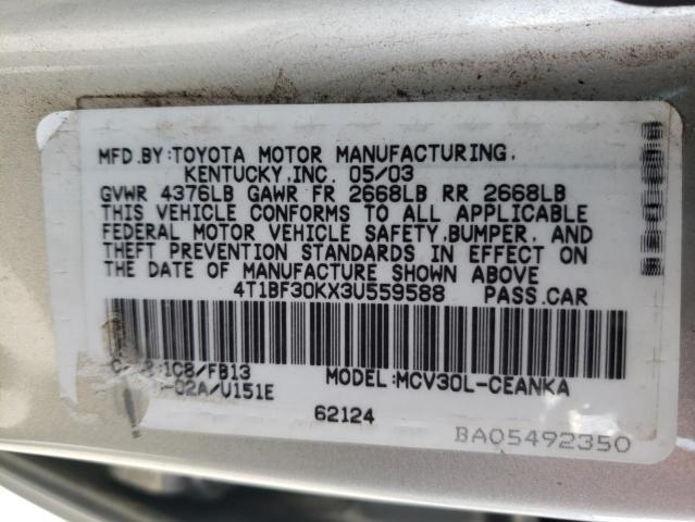 Photo 10 from auction – 2003 TOYOTA CAMRY LE with VIN 4T1BF30KX3U559588