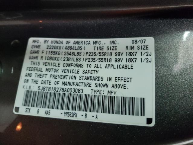 Photo 10 from auction – 2008 ACURA RDX with VIN 5J8TB18278A003083