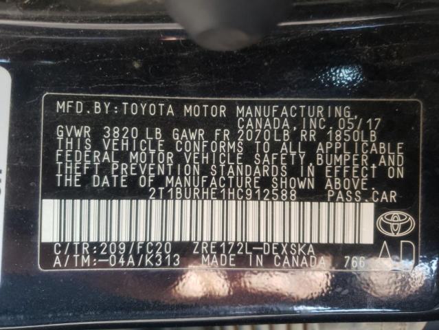 Photo 10 from auction – 2017 TOYOTA COROLLA L with VIN 2T1BURHE1HC912588