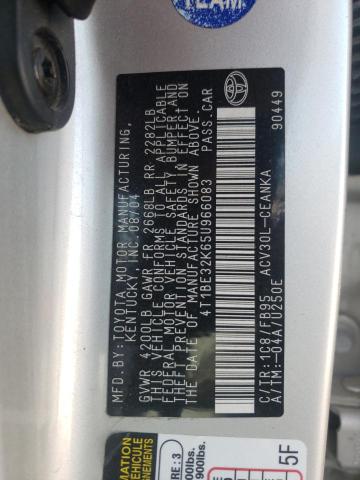 Photo 10 from auction – 2005 TOYOTA CAMRY LE with VIN 4T1BE32K65U966083