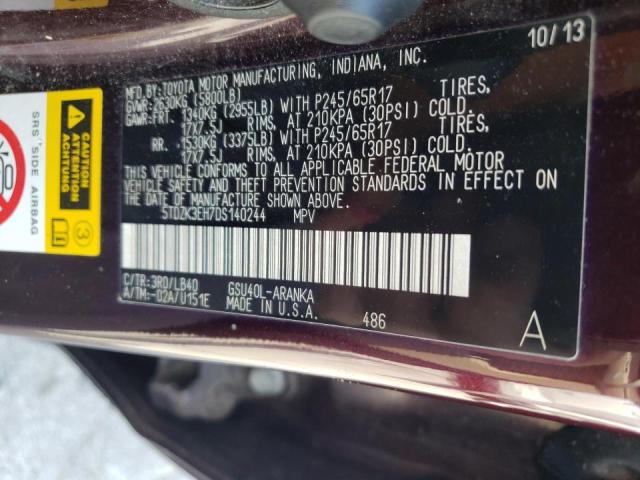 Photo 10 from auction – 2013 TOYOTA HIGHLANDER with VIN 5TDZK3EH7DS140244