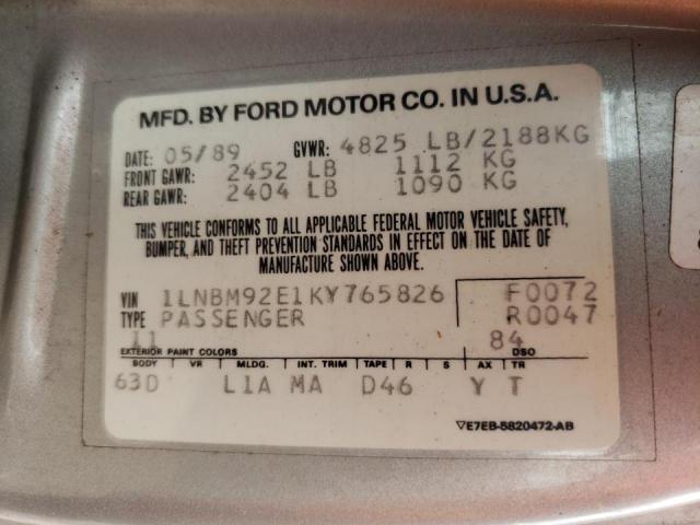 Photo 10 from auction – 1989 LINCOLN MARK VII B with VIN 1LNBM92E1KY765826